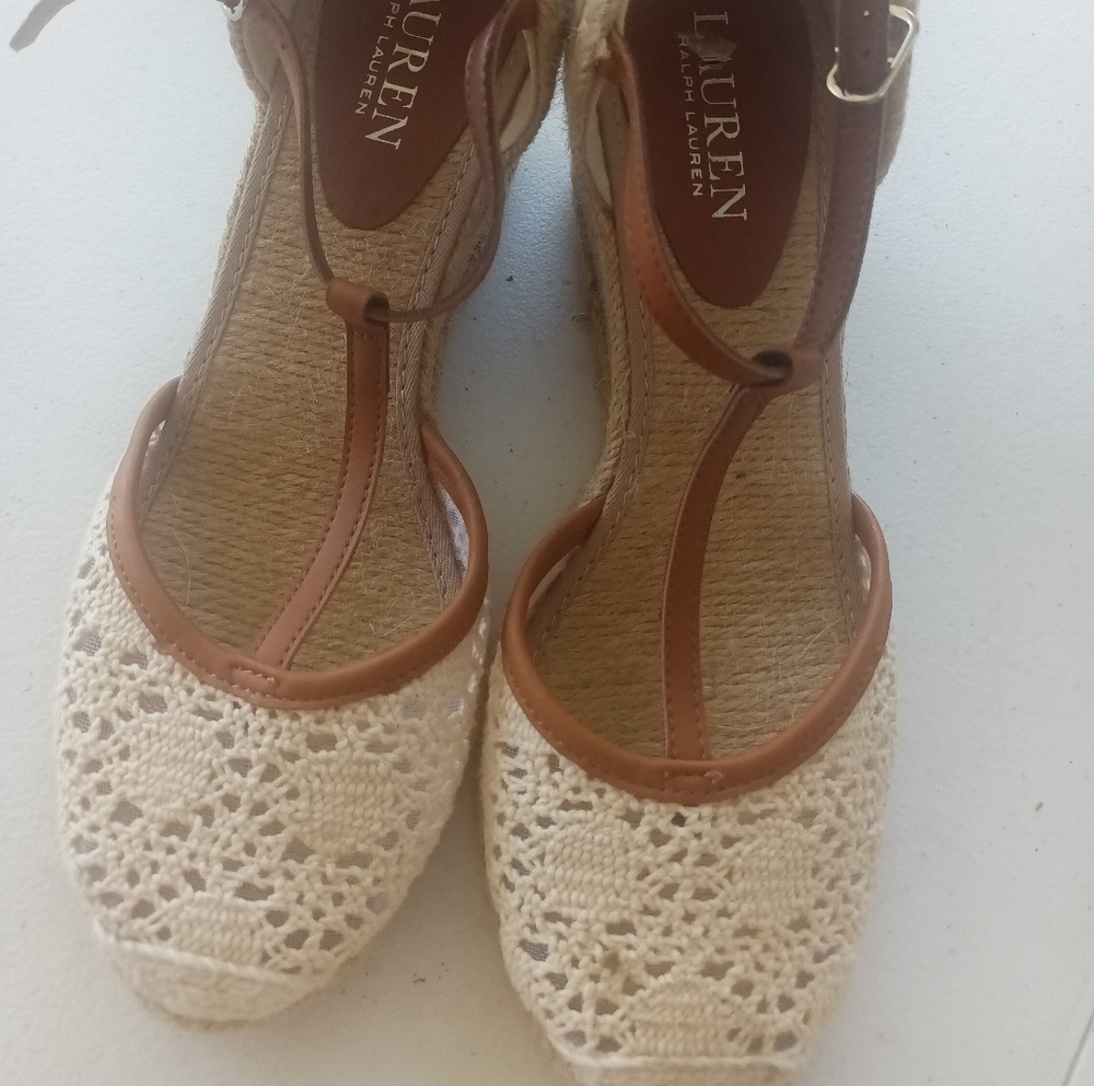 Ralph Lauren t-strap wedges